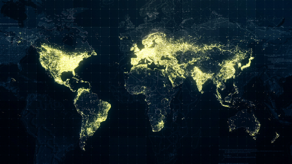 World Map Night Lighting Rollback Hd, Motion Graphics | Videohive